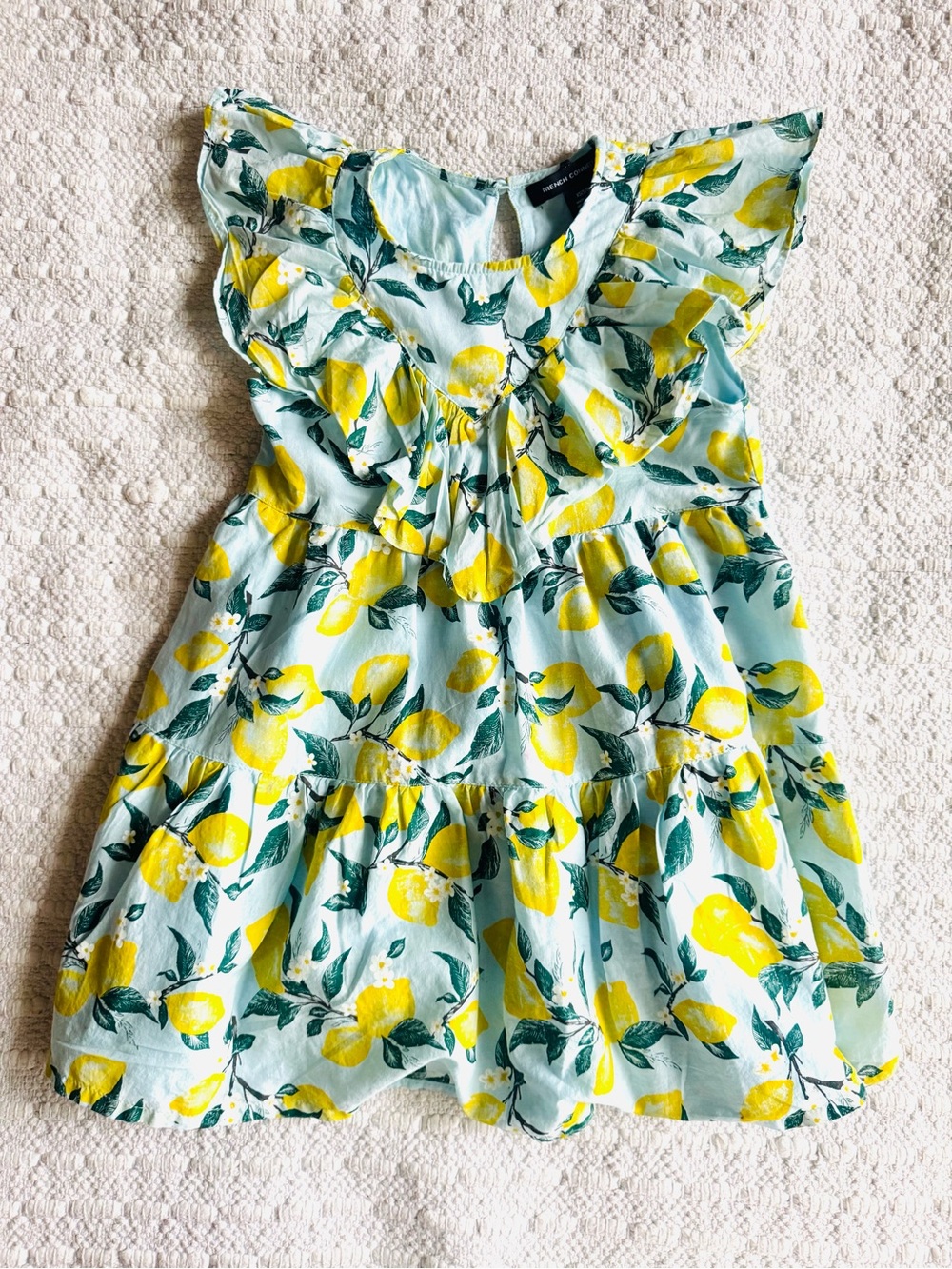 French Connection Lemon and floral print dress Yellow & Light Blue